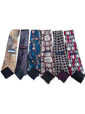 Oscar de la Renta Men's Necktie Tie Silk Red Blue Geometric USA 57-59"